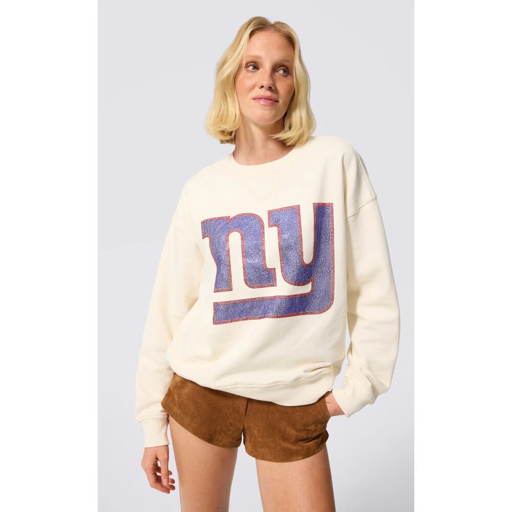 Terez NY Giants Gems Crew Sweatshirt Sugar Swizzle Womens Size XXL New Cream